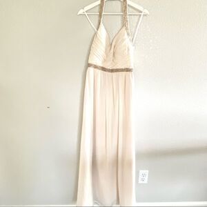 Calvin Klein Ivory Maxi Dress with Metallic Highlights